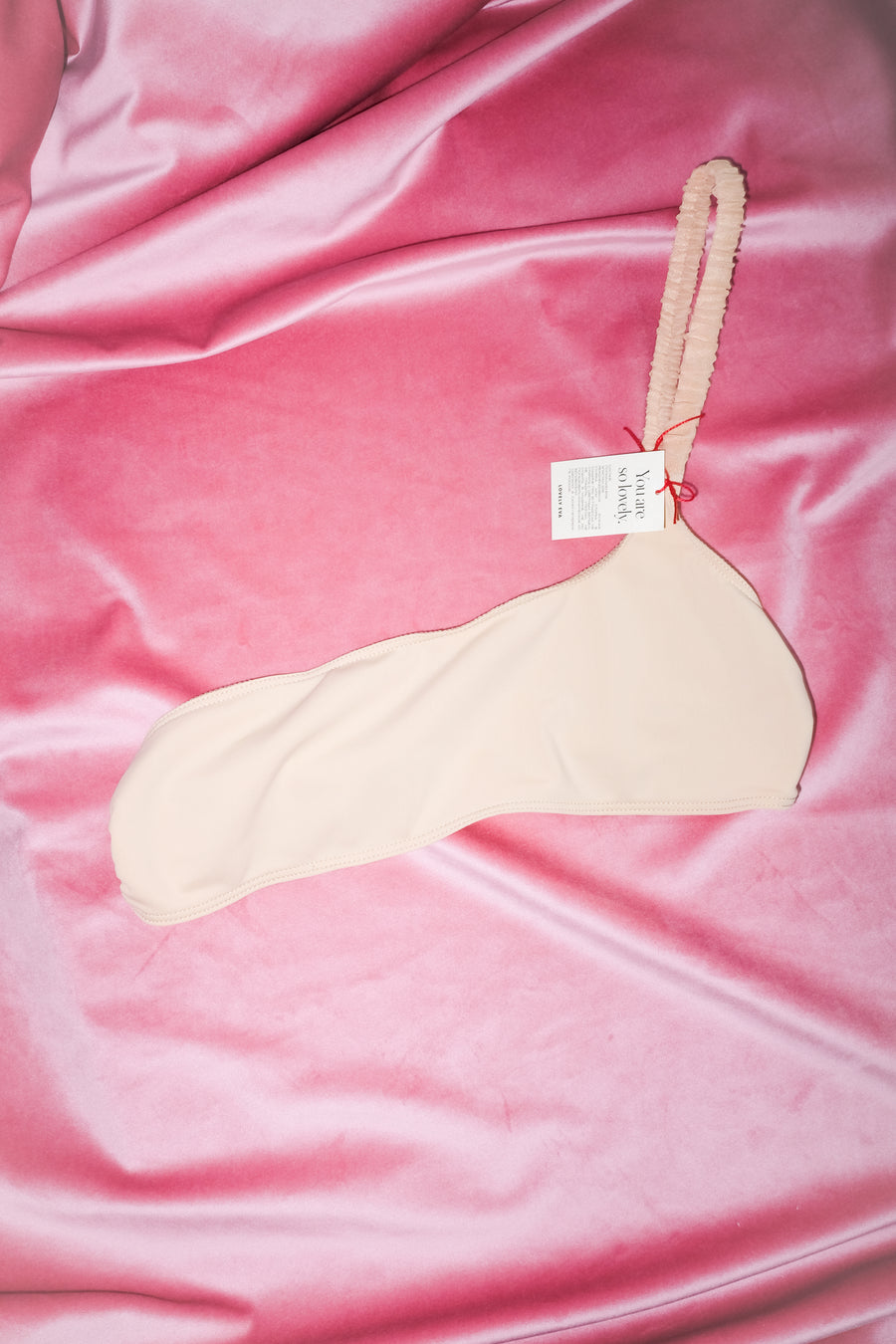 Linen set N3. One strap bra and nude thongs