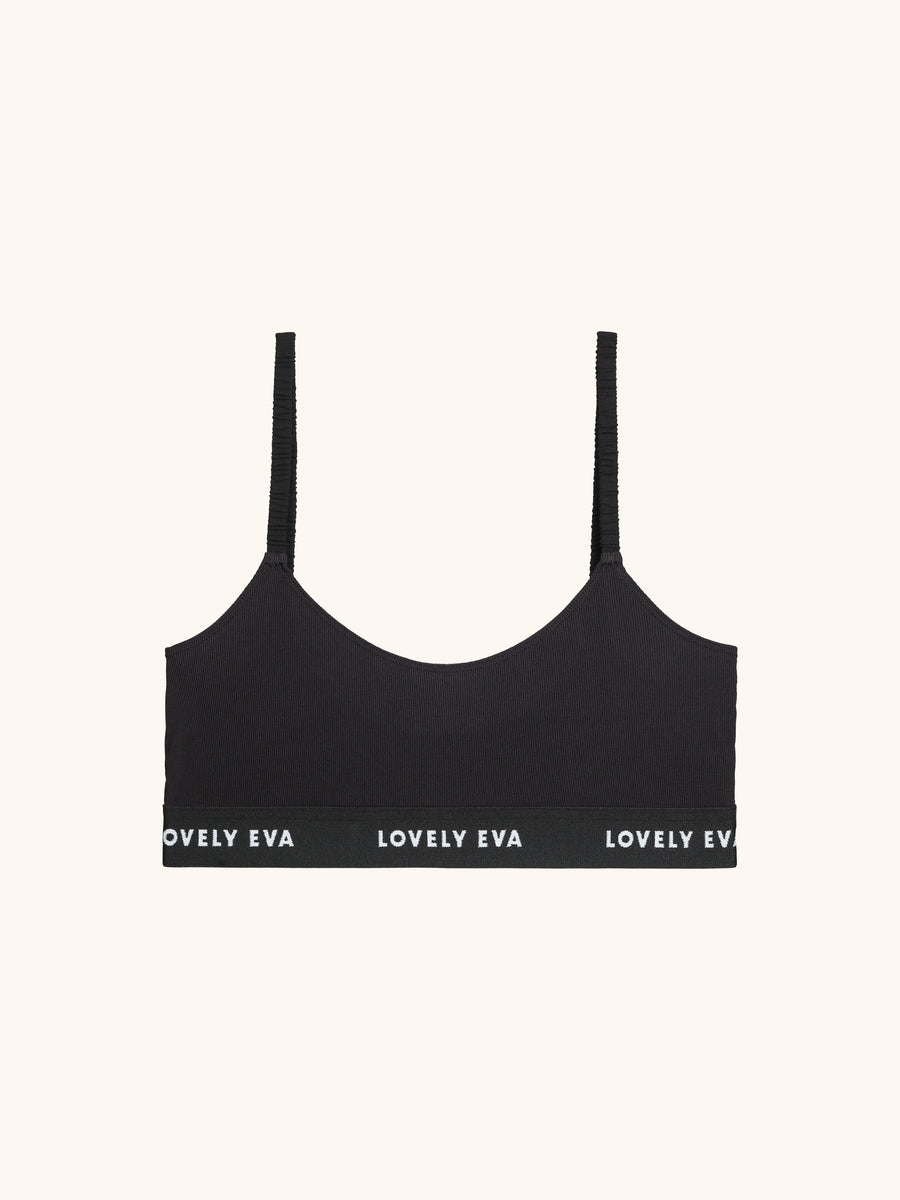 Black chiffon double strap bra – LovelyEva