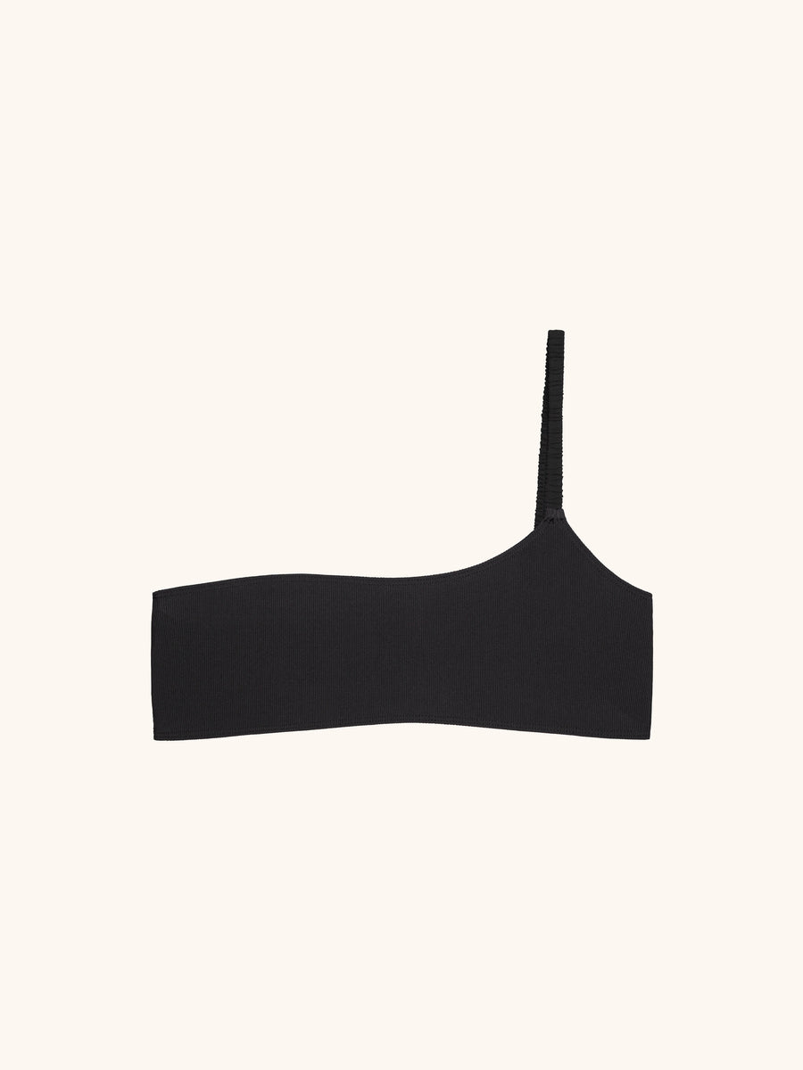 Black chiffon single strap bra
