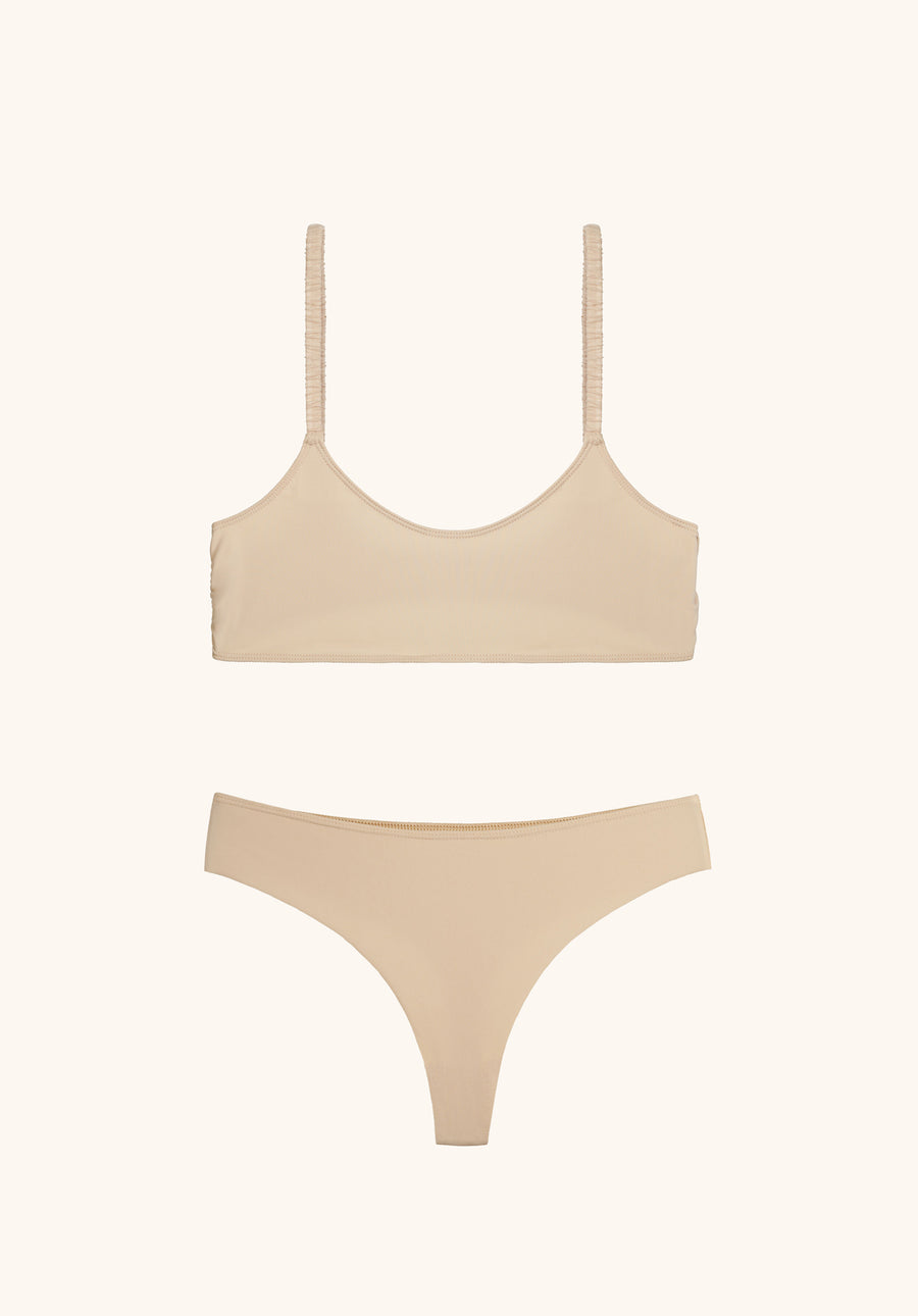 Linen set N4. Nude bra and thong